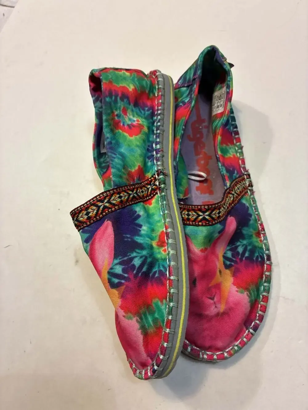Tigerbear Republik Tie-Dye Bowie Bunny Canvas Slip-On Espadrilles